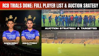 RCB Trials finished  Full Players list and Auction Strategy  IPL 2025 Mega Auction [upl. by Nalniuq]