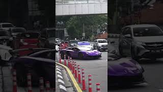 PURPLE LAMBORGHINI AVENTADOR SVJ ROADSTER ACCELERATION [upl. by Dnallor]