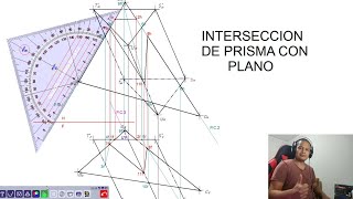 Geometría Descriptiva  Intersección y Visibilidad de PRISMA con PLANO [upl. by Yalahs]