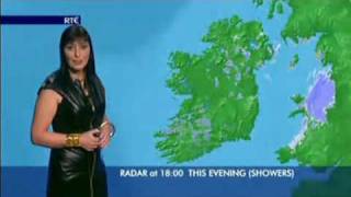 Jean Byrne RTE Weather Black Leather Dress 29042010 [upl. by Aihsik746]