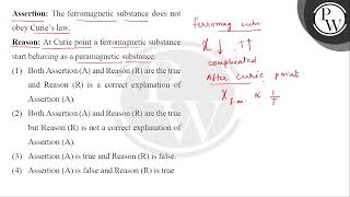 Assertion The ferromagnetic substance does not obey Curies law Reason At Curie point a ferro [upl. by Joane]