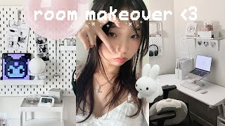 🎧 SMALL ROOM MAKEOVER aesthetic desk  wall decor pinterestinspired minimal 2023⋆ ˚｡⋆୨୧˚ [upl. by Ademla]