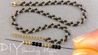 Easy Beaded Jewelry Tutorial How to Make a Beaded Necklace with only Seed Beads for Beginners [upl. by Tedi980]