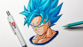 Tutorial How To Draw Goku Super Saiyan BLUE  Step By Step [upl. by Angelico]