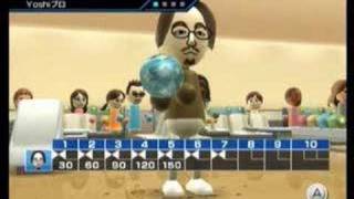 Wii Sports  bowling perfect 300 all curved shot [upl. by Baggett]