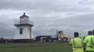 Port Clinton Lighthouse installed at Waterworks Park on Tuesday Aug 16 2016 [upl. by Scheld]