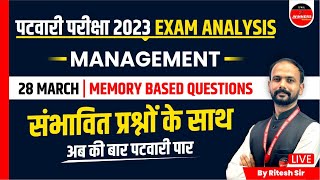 MP PATWARI EXAM ANALYSIS  MP PATWARI EXAM 2023  MANAGEMENT PAPER I PATWARI EXAM ANALYSIS 2023 [upl. by Fidellas]