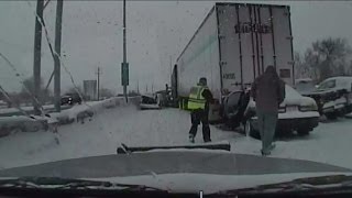 Video captures Highway 4145 pileup as it happens [upl. by Shiri]