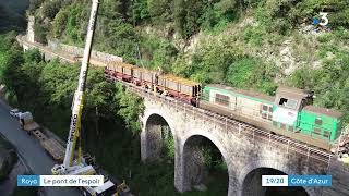 Livraison des poutres du futur Pont de Perthus dans la vallée de la Roya [upl. by Ydaf]