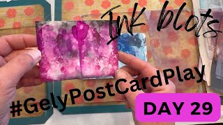 Day 29 of gelypostcardplay 2 cards and some alcohol ink [upl. by Goulder]