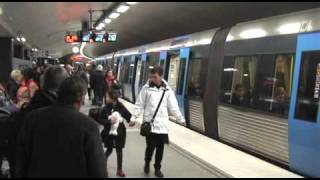 Tunnelbana C20 arriving to and leaving Stockholm Tcentralen [upl. by Suzzy832]