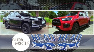 Mitsubishi Strada Athlete Black Series vs Toyota Hilux GRS  HeadtoHead [upl. by Ahsoem557]