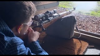 Firing JP Sauer amp Sohn Kar 98k rifle with Carl Zeiss ZF39 Optic at 200 meters [upl. by Gatias]