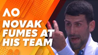 Novak Djokovic blows up and YELLS at his own team 2024 Australian Open  Wide World of Sports [upl. by Saul]