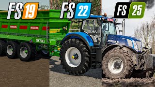 Farming Simulator 25 VS 22 VS 19  gameplay and graphics comparison [upl. by Ahsirek939]