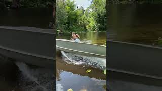 Jet jon boat with a Yamaha TR1 swap cruising in shallow Florida river [upl. by Wohlen118]