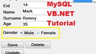 MySQL VBNET Tutorial 18  Checkbox  radiobutton and groupbox with Database [upl. by Hnid534]