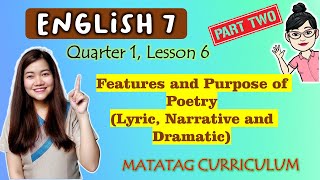 Purpose and Features of Poetry  GRADE 7  MATATAG CURRICULUM VIDEO LESSON  QUARTER 1  LESSON 6 [upl. by Vergne]