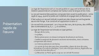 La rage de lexpression Ponge  Fiche de lecture [upl. by Cumine]