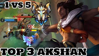 Wild Rift Akshan  Top 3 Akshan Gameplay Rank Sovereign [upl. by Darryl]